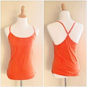 NUX Neon Orange Coral Shelf Bra Flow Top